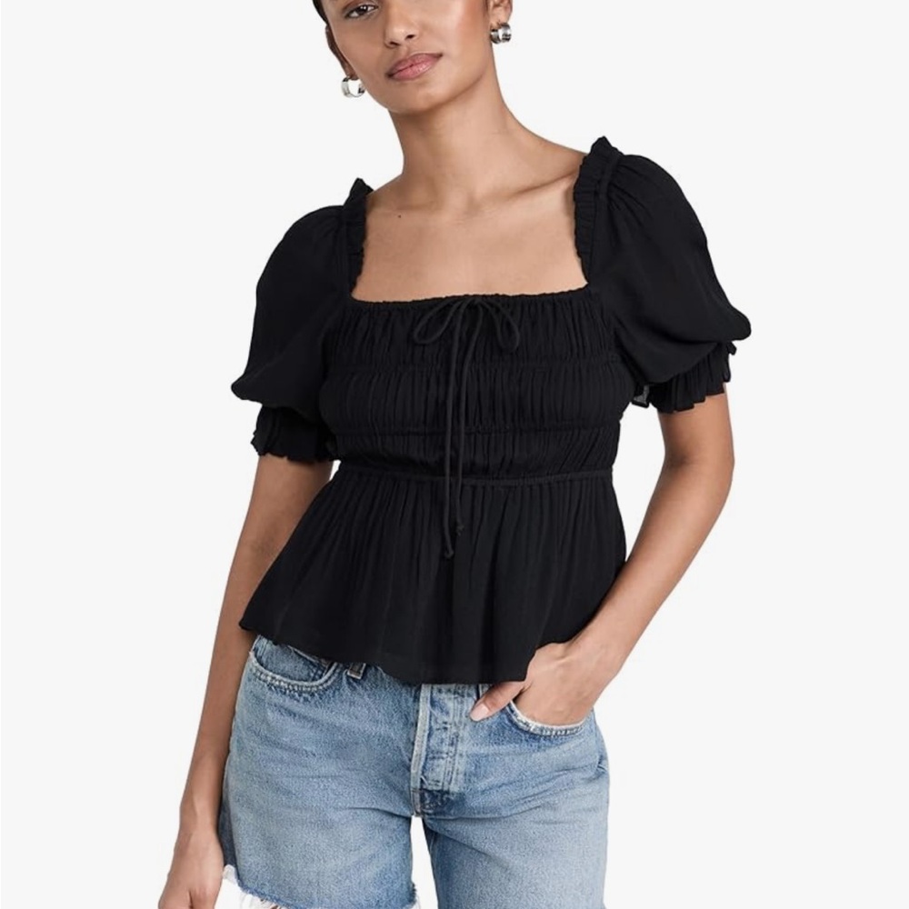 Black Square Neck Women's Top